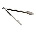 image of TableCraft Products 2016 Utility Tongs, 15-3/8", Ergonomic Non-Slip Grip, .8mm Stainless Steel, Black