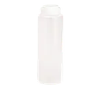 image of TableCraft 2108C-1 Squeeze Bottle – 8 oz Clear Polyethylene, 38mm Wide Mouth, White Hinged Top
