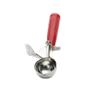 image of TableCraft 2124 - 1.5 oz Red Stainless Ice Cream Disher, Thumb Press, 8" x 3.125" x 1.625"