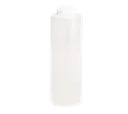 image of TableCraft 2124C-1 24oz Clear Squeeze Bottle, White Hinged Top, Dishwasher Safe Polyethylene