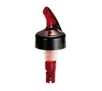 image of TableCraft 2246A Liquor Pourer – 1oz, Red Spout, Black Collar, Plastic - Dozen