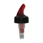 image of TableCraft 2248A Liquor Pourer – 1‑1/4 oz, Red Spout, Black Collar, BPA‑Free Plastic - Dozen