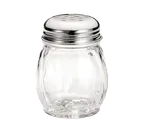 image of TableCraft 260-1 Cheese Shaker, 6-9 oz Swirled Glass Jar, Chrome Perforated Top, Dishwasher Safe