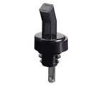 image of TableCraft 295X Liquor Pourer - Free Flow, BPA-Free Plastic, Black Spout, Collar, Smoke, Hand Wash Only, 12/Pack