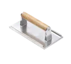 image of TableCraft Products 3004 Steak Weight, 8-1/4" x 4-1/4" x 1-1/2", Cast Aluminum, Wood Handle