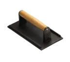 image of TableCraft Products 3033 Steak Weight, 8-1/4" x 4-1/4" x 2-1/2", Cast Iron, Wood Handle