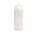 image of TableCraft 3263C Squeeze Bottle – 32oz WideMouth, Clear Polyethylene, 63mm Opening, Dishwasher Safe