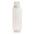 image of TableCraft Products 3263C2F Squeeze Bottle, 32 oz LDPE, 63 mm Mouth, Double Tip, Clear/White Cap
