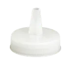 image of TableCraft Products 353TC Squeeze Bottle Cap, 53mm Plastic, Single Tip, Clear/White - 1/Each