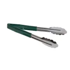 image of TableCraft 3774GEU Utility Tongs – 9-1/2" Vinyl-Coated Spring Steel, Green, Dishwasher Safe