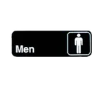 image of TableCraft 394515 Cash & Carry Sign, 3" x 9", Men, White on Black, Plastic, Dishwasher Safe