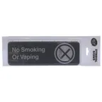image of TableCraft Products 394564 No Smoking Sign, 3" x 9", White on Black Plastic - Dishwasher Safe