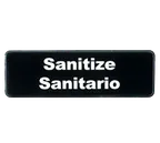 image of TableCraft Products 394595 Sanitize Sign, 3" x 9", Plastic, Dishwasher Safe, Spanish/English