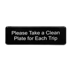 image of TableCraft Products 394596 Compliance Sign, 9" x 3" Black Plastic, Self‑Adhesive