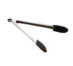 image of TableCraft Products 4012BK Tongs, 12"-13" Lock Steel, Black Silicone Tip, 400°F, Dishwasher Safe