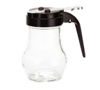 image of TableCraft Products 406BK - 6 Oz Teardrop Glass Syrup Dispenser, Black ABS Top - 12/Case