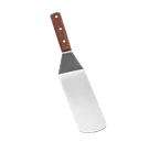 image of TableCraft 4100S Stainless Steel Solid Food Turner, 14-1/2" OAL, 7" Rounded Blade, Wood Handle