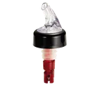 image of TableCraft Products 4246A 1 oz Liquor Pourer, Plastic, Clear Spout, Black Collar, Red Dip Tube, Hand Wash Only, Dozen