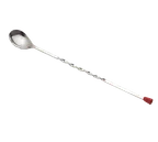 image of TableCraft Products 501K Bar Spoon, 11" Long, Red Knob, Stainless Steel, Dishwasher Safe