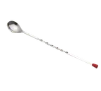 image of TableCraft Products 502K Bar Spoon, 12" Long Stainless Steel, Red Knob Handle, Dishwasher Safe