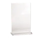 image of TableCraft Products 5070 - Clear Acrylic Menu Card Holder, Two‑Sided, 5" × 2¼" × 7" Height, Dishwasher Safe, Plastic Base
