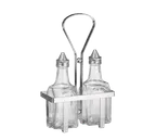 image of TableCraft Products 600N Oil & Vinegar Cruet Set, Two 6 oz Glass Bottles, Steel Tops, Chrome Rack