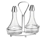 image of TableCraft 608N Oil & Vinegar Cruet Set – 2×8oz Glass Bottles, Chrome ABS Tops, Chrome Rack, 2/Set