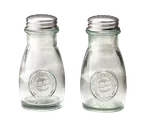 image of TableCraft Products 6618 Shaker Set, 2‑Pack 4 oz Green Glass Jars, Steel Tops – 1"‑3" Height