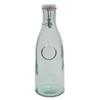 image of TableCraft 6621 Bottle Glass – 33 oz Green Recycled Glass Milk Bottle, Swing Top, Hand Wash Only
