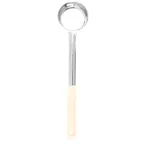 image of TableCraft 6703 - 3 Oz Solid Portion Control Spoon, Stainless Steel, Beige Handle, Dishwasher Safe