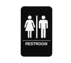 image of TableCraft 695633 - 6" x 9" ADA Compliant Restroom Sign, White on Black, Braille/Tactile, Adhesive