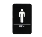 image of TableCraft 695635 Men Restroom Sign, 6" x 9", White on Black, Plastic, ADA Braille, Adhesive