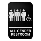 image of TableCraft Products 695653 - 6" x 9" White/Black Restroom Sign, ADA, Braille Tactile, Adhesive