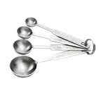 image of TableCraft Products 722 - 4-Piece Stainless Steel Measuring Spoon Set, ¼, ½, 1 Tsp, 1 Tbsp - 4/Set