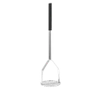 image of TableCraft Products 7324 Potato Masher 24” O.A., 6” Round Face, Chrome Plated, Black Handle