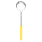 image of TableCraft 7705 Portion Control Spoon – 5 oz. Perforated Stainless Steel, Yellow Handle