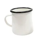 image of TableCraft Products 80008 - Enamel Mug, 6 oz White with Black Rim, Coated Steel, Dishwasher Safe