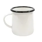 image of TableCraft Products 80009 Mug, 12 oz White with Black Rim, Enamel Coated Steel, Dishwasher Safe