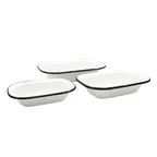 image of TableCraft 80015 Serving Tray, 40 oz, 11" x 8-1/8", Rectangular, White with Black Rim, Enamel Steel