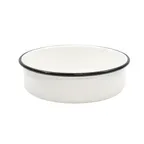 image of TableCraft 80016 Enamel Serving Bowl, 2-1/4 Qt, 8-1/2" Round, White Black Rim, Dishwasher Safe