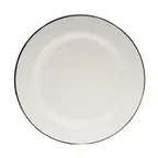 image of TableCraft 80019 Plate – 10-1/4" Round, White with Black Rim, Dishwasher Safe, Porcelain Steel
