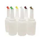 image of TableCraft Products 8064A PourMaster Unit, 64oz (1/2 Gal) BPA‑Free Polyethylene, Color‑Coded Caps