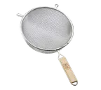 image of TableCraft Products 84 Mesh Strainer, 8" Dia., Double Fine Mesh, Tinned, Wooden Handle