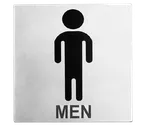 image of TableCraft Products B10 Men Restroom Sign, 5" x 5", Stainless Steel, Pressure Sensitive Adhesive