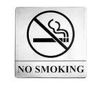 image of TableCraft B14 No Smoking Sign, 5"x5", Stainless Steel, Pressure Sensitive Adhesive, Compliance Sign