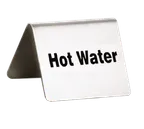 image of TableCraft Products B7 - Hot Water Buffet Tent Sign, 2-1/2" x 2-3/4", Stainless Steel, Metal