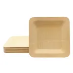 image of TableCraft BAMDSP35 Disposable Bamboo Plate, 3-1/2" Square, Natural, Biodegradable, 25/Pack