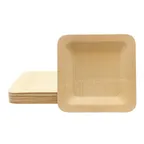 image of TableCraft Products BAMDSP9 - 9"x9" Square Bamboo Plate, Natural, Biodegradable - 25/Pack