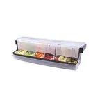 image of TableCraft BCD6000 Bar Condiment Holder, 20" x 6-1/4" x 6-1/2", 9 Compartments, ABS Plastic, Black