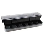 image of TableCraft BCD6000BK Condiment Bar Holder, 20-1/8" x 6-3/4" x 6-1/2", 9 Compartment Black ABS, NSF